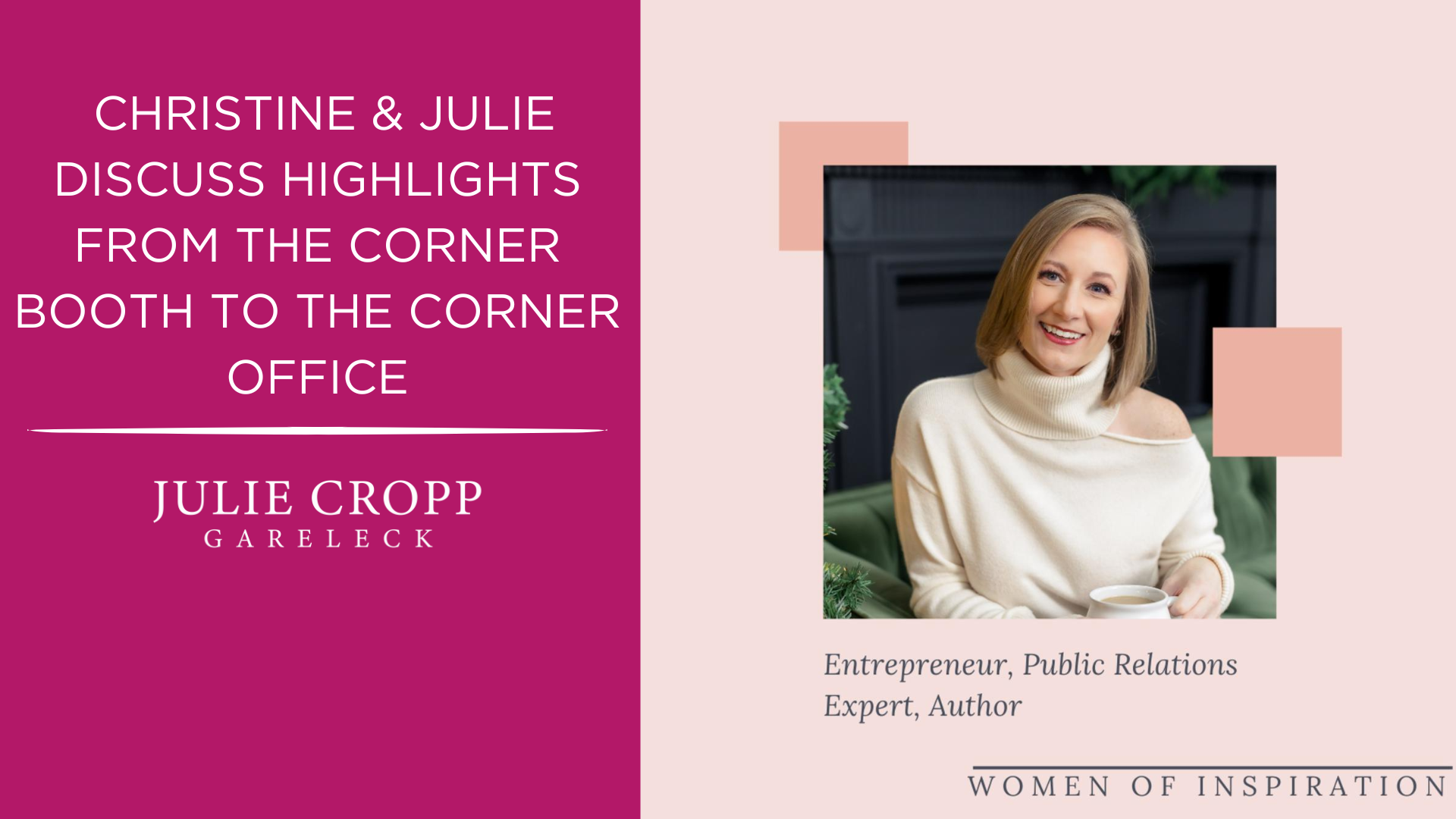 Christine Wong features Julie Cropp Gareleck on her podcast.